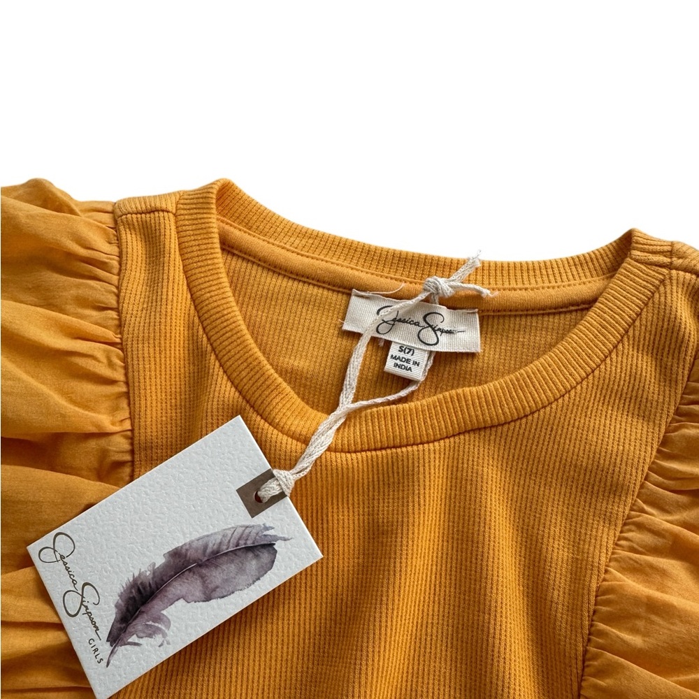 Kids Ruffled Orange Top - Picture 7 of 9